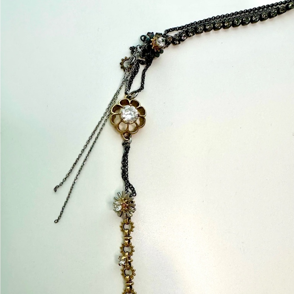 Juicy Couture Chunky Charm Silver Gold Black Tone Crystal Statement Necklace - Picture 6 of 16